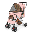 Foldable Cat Dog Stroller  Detachable  Easy Assembly Pet Travel Carrier W/Shock Absorption Folding Resistant