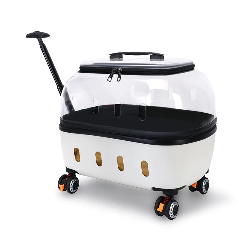 Transparent Pet Suitcase Large Capacity Cat Carry Portable Cat Stroller for Traveling Comfortable Breathable