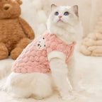 Winter Cat Dog Clothes with Buckle Sweet Bear Print Pet Plush Sweater for Small Dogs Pomeranian Chihuahua