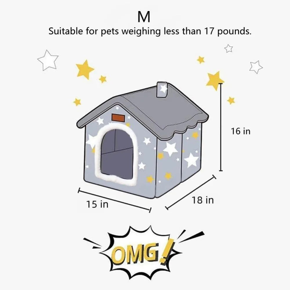 Dog House Indoor Memory Sponge, Foldable Dog House Kennel Bed Mat with Cushion for Small Medium