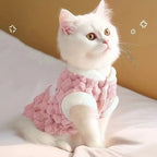 Winter Cat Dog Clothes with Buckle Sweet Bear Print Pet Plush Sweater for Small Dogs Pomeranian Chihuahua