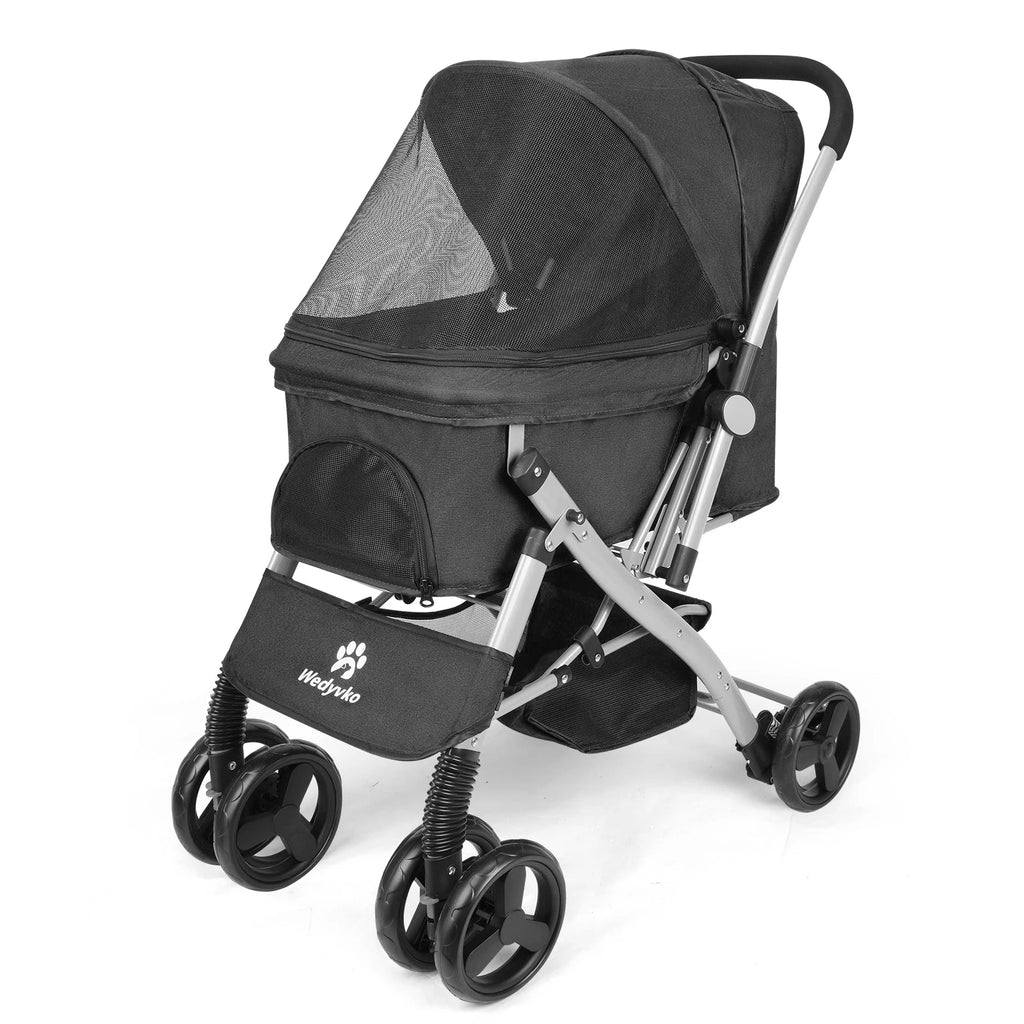Foldable Cat Dog Stroller  Detachable  Easy Assembly Pet Travel Carrier W/Shock Absorption Folding Resistant