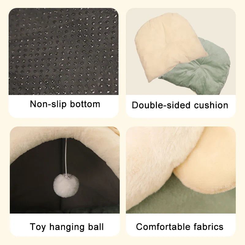 Deep Sleep Cat Bed Cartoon Pet Bed Foldable Removable Washable Pet Sleeping Bed for Small Dog Mat Bag