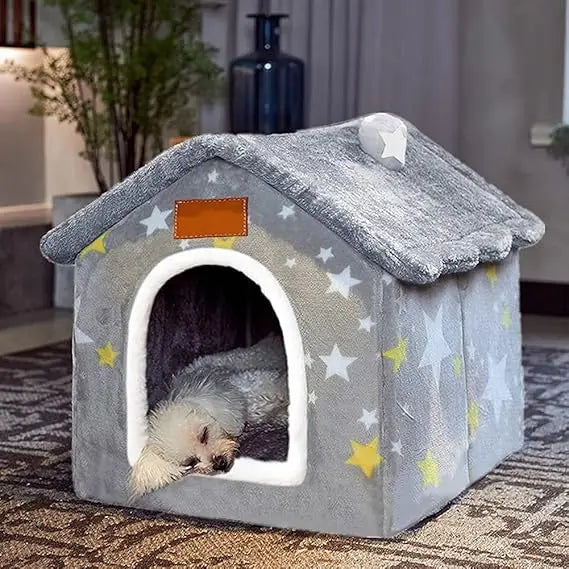 Dog House Indoor Memory Sponge, Foldable Dog House Kennel Bed Mat with Cushion for Small Medium