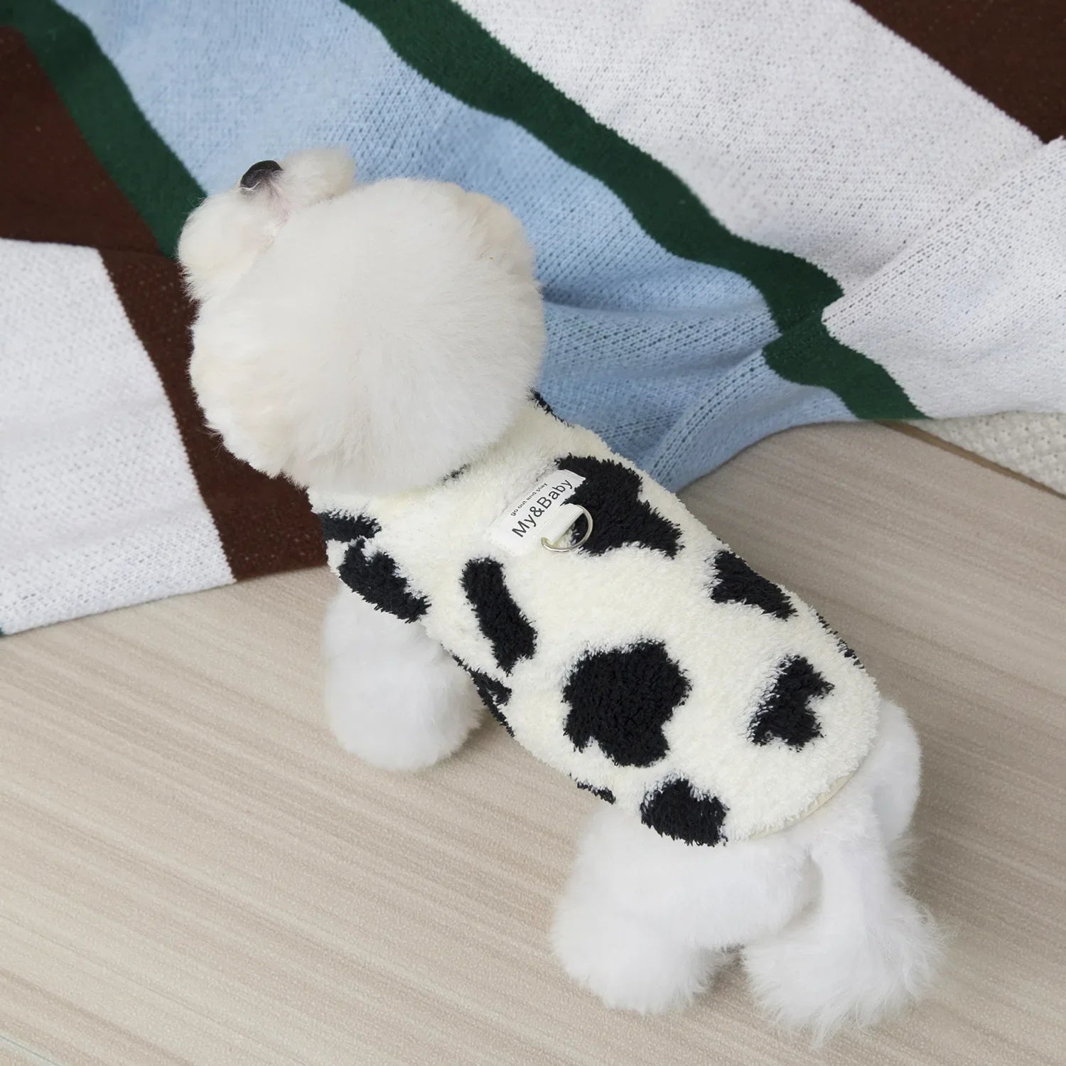 Traceable Cow Bear Pet Vest with Heavy Clothing Small Dog Clothes Cat Autumn Winter Warm